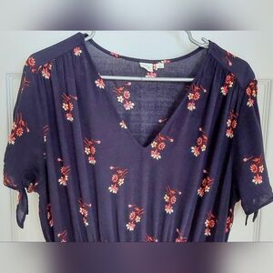 GAP Dark Blue Midi Dress with Floral Accents, Tall Size